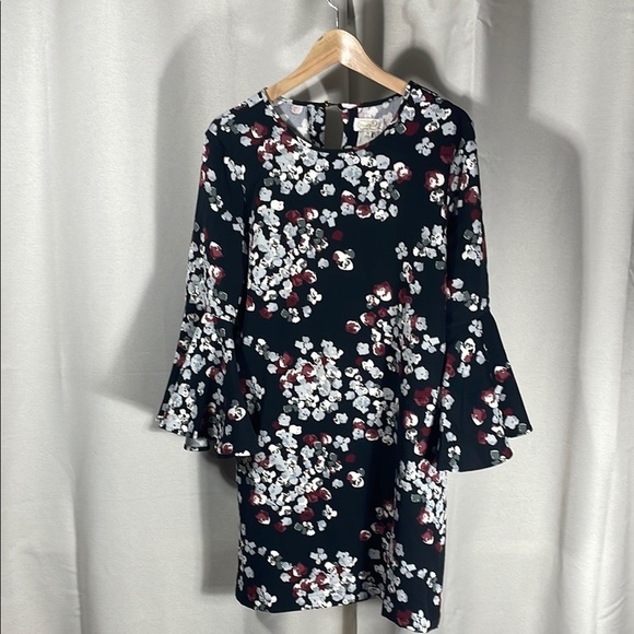 Mud Pie Black Floral Dress bell sleeves - Picture 2 of 5